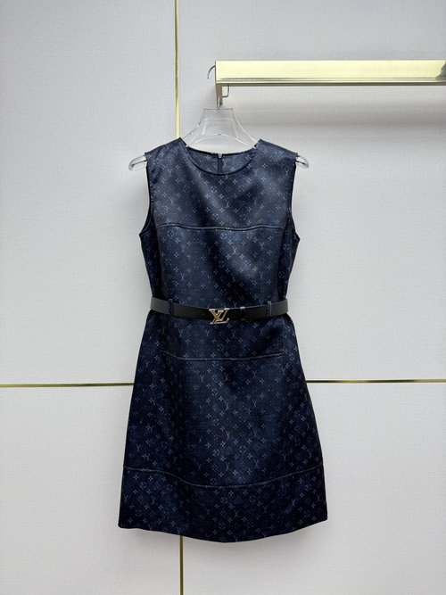 Louis Vuitton Sleeveless Dress: Vintage Floral with Matching Belt