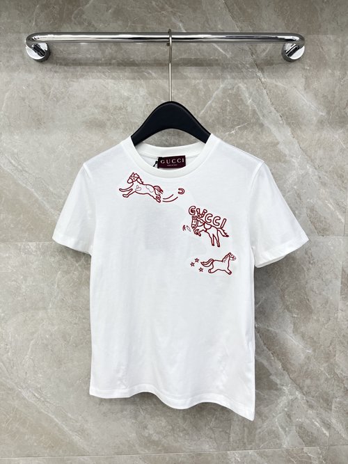 Gucci Classic and Versatile Embroidered Short-Sleeve T-Shirt