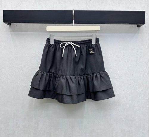 Louis Vuitton Double-Layer Ruffled Skirt with LV Logo on Waist