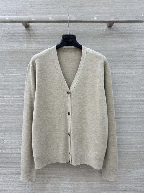 Loro Piana V-Neck Imported Wool Cardigan with Buckle