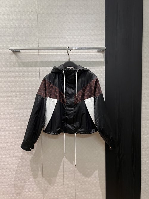 Louis Vuitton Checked Collage Hooded Cropped Windbreaker, Sporty and Chic