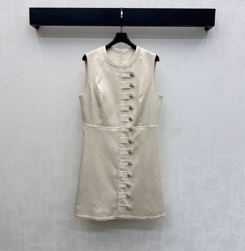 Louis Vuitton Printed Button-Front Sleeveless Dress