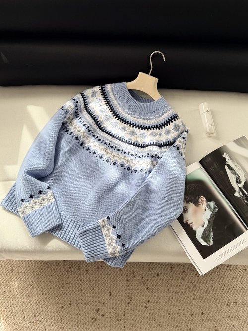 Miu Miu Fair Isle Sweater with Unique Color and Snowflake Pattern