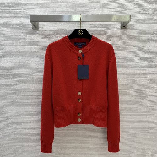 Louis Vuitton Black and Red 100% Cashmere Single - breasted Cardigan