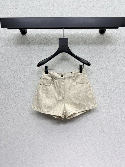 Louis Vuitton Beige Vintage Floral Print Shorts, Stylish & High-Quality