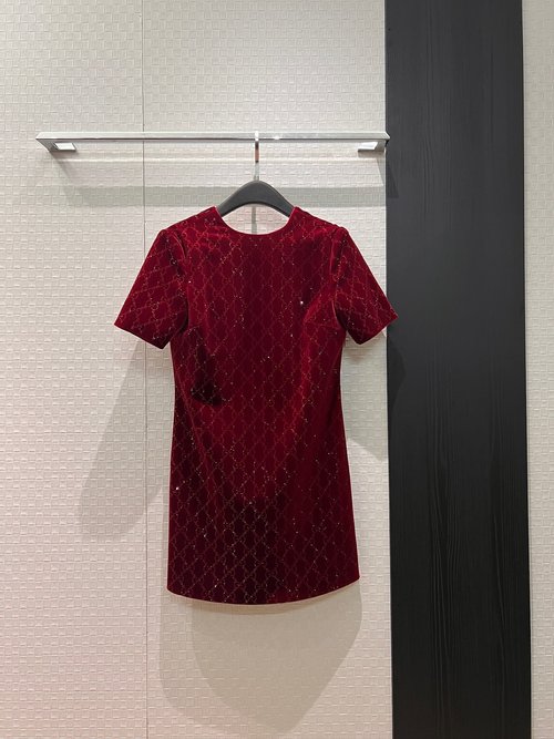 Gucci Elegant Double G Rhinestone Sleeveless Backless Dress