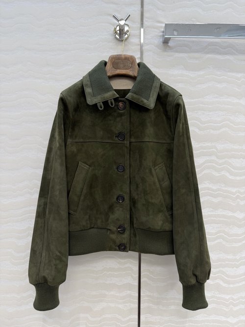 Loro Piana Exclusive High-End Leather Short Jacket with Luxury Lining