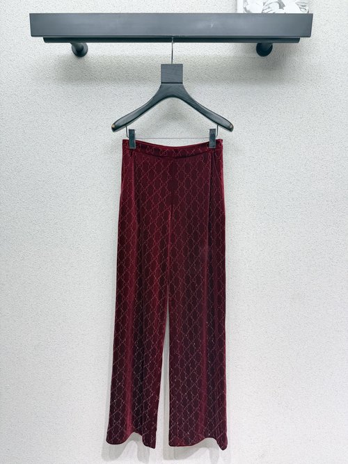 Gucci High-End Handmade Sequined Velvet Trousers