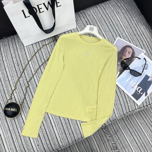 Loewe Embroidered Letter Logo Round-Neck Long-Sleeve T-Shirt