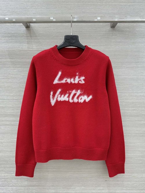 Louis Vuitton High-Quality Jacquard Letter Cashmere Sweater with Contrast Colors