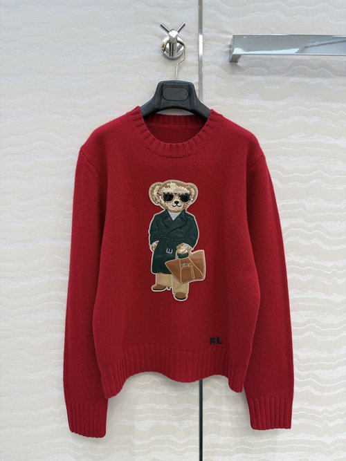 Loro Piana Exclusive Yarn Knit Sweater with Embroidered Bear