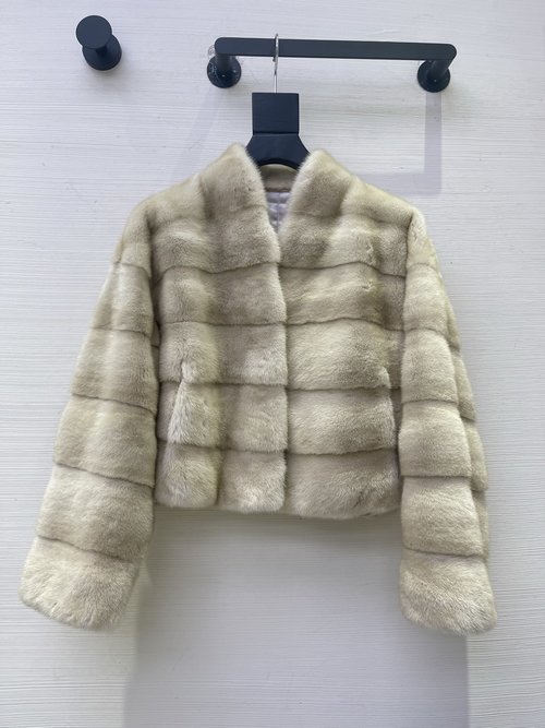Dior Elegant V-neck Mink Fur Jacket