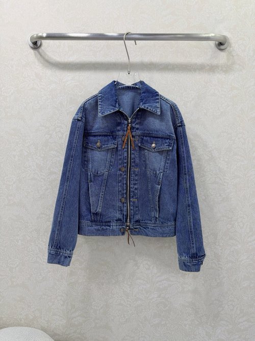 Celine Denim Jacket with Zip, Buttons and Arch Logo