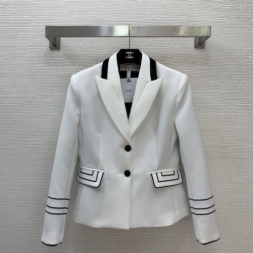 Dior Tailored Short Blazer with Logo Buttons and Stripes