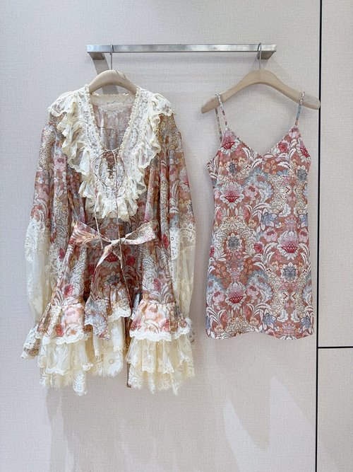 Zimmermann Lace Dress with Silk and Linen Blend, Multiple Ruffles