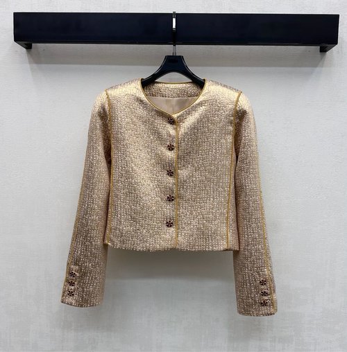 Chanel Custom Imported YB Silk-Wool Round Collar Jacket