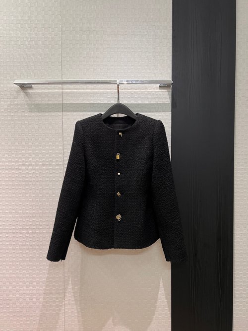 Celine Lock-Button Wool Tweed Waistcoat with Logo Lining