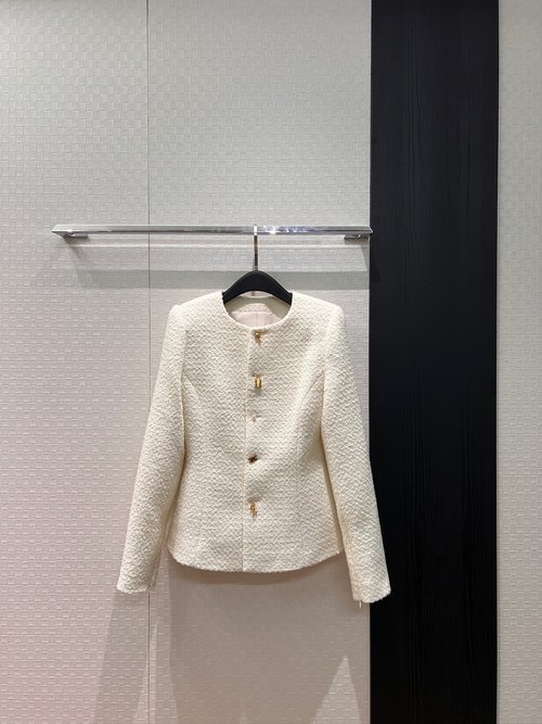 Celine Lock-Button Wool Tweed Waistcoat with Logo Lining