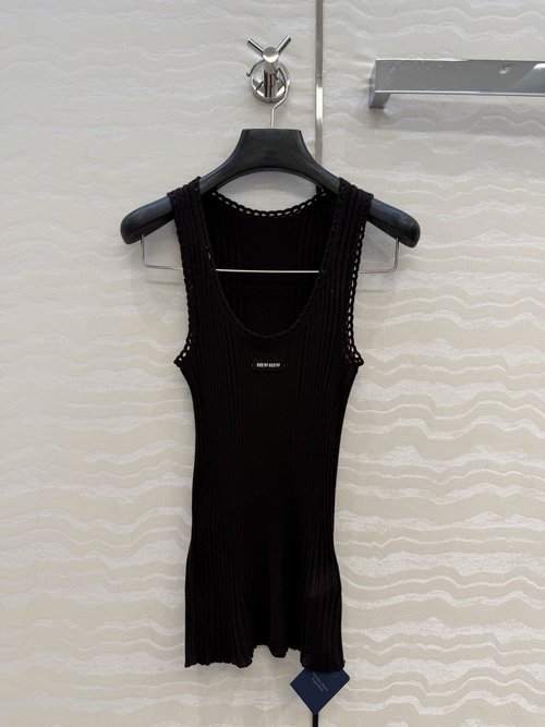 Miu Miu Refined Wool Crochet Lace Sleeveless Blouse