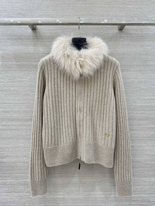 Loro Piana Exclusive Detachable Fur-Collar Knit Cardigan