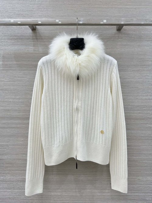 Loro Piana Exclusive Detachable Fur-Collar Knitted Cardigan