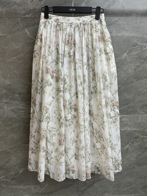 Dior Side-Zip Floral Print Skirt, Spring Collection