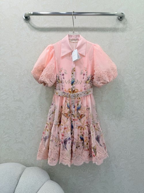 Zimmermann Short Embroidered Dress with Lace Trim