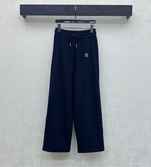 Celine Straight-Leg Pants with Triumph Arch Embroidered Nylon Blend