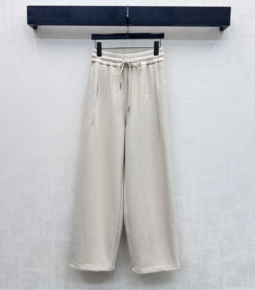 Celine Straight-Leg Pants with Triumph Arch Embroidered Nylon Blend