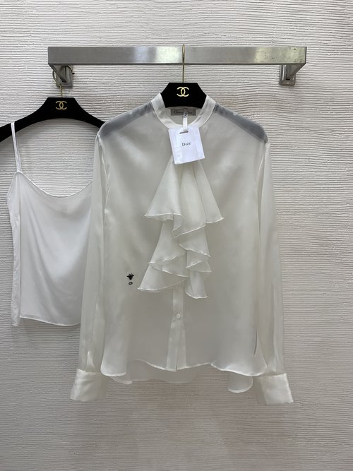 Dior High - End Silk Shirt with Lace and Sling