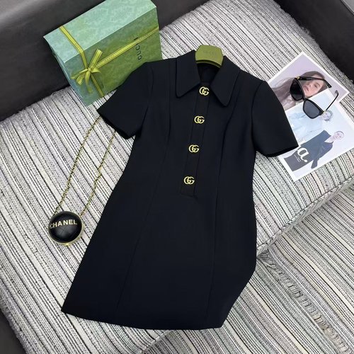 Gucci Spring Collared Short - Sleeve A - Line Logo - Lined Dress