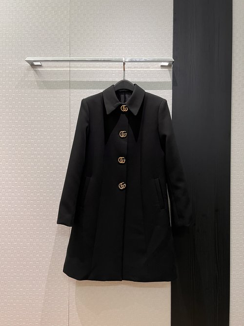 Gucci Double G Buttoned A-Line Simple Elegant Coat Dress