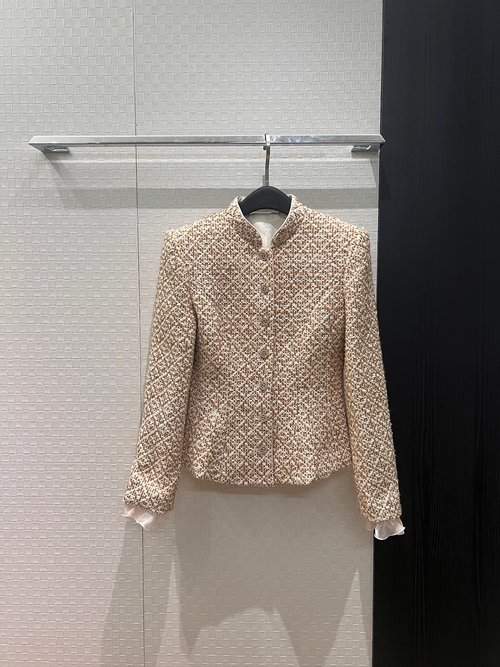 Dior Gold Thread Woven Chinese Style Mandarin Collar Coat