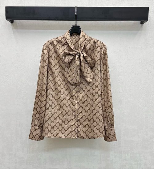 Gucci Fashionable Double G Prints Tie-Detailed Shirt