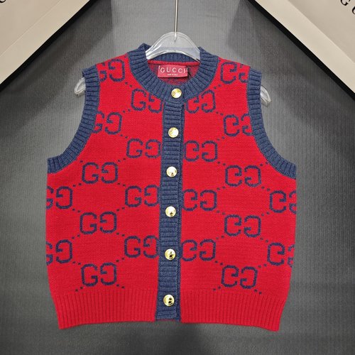 Gucci Packaged Wool Double-C Round Neck Open-Front Vest