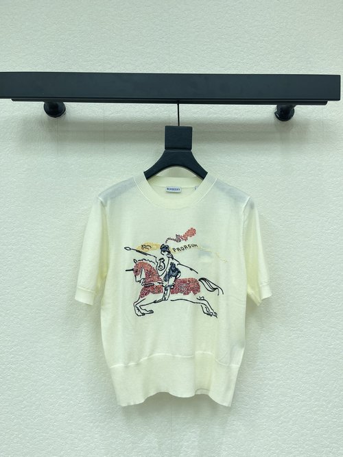 Burberry Cross - stitched Horse - riding Knight Round - neck Knit Top