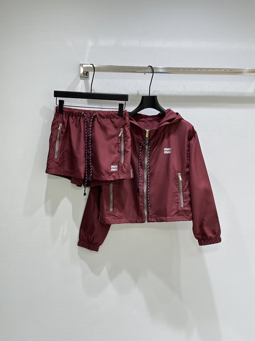 Miu Miu Wine Red Pilot Pants with Tech Fabric and Logo