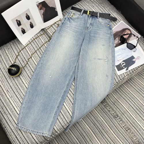 Louis Vuitton Curved Blade Jeans with Leather Belt