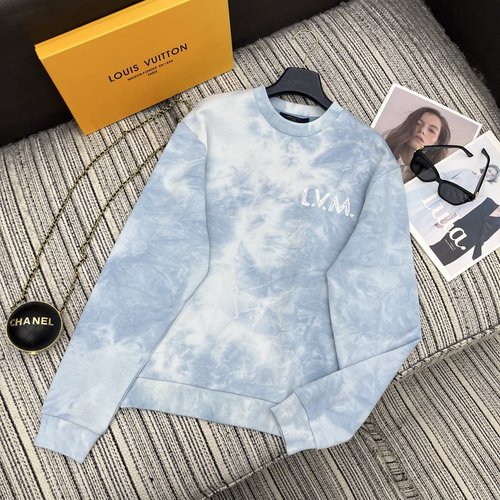 Louis Vuitton Zigzag Tie-Dye Round-Neck Sweatshirt with Logo