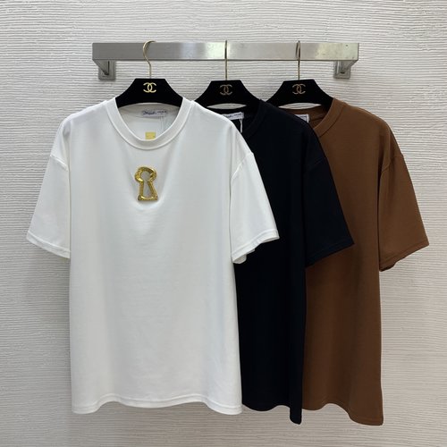 Schiaparelli Trendy Cotton T-shirt with Golden Decorations