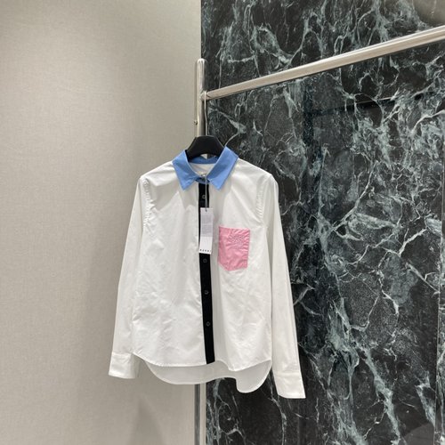 Marni Contrast Stitched Shirt with Colorful Embroidery, Classic and Practical