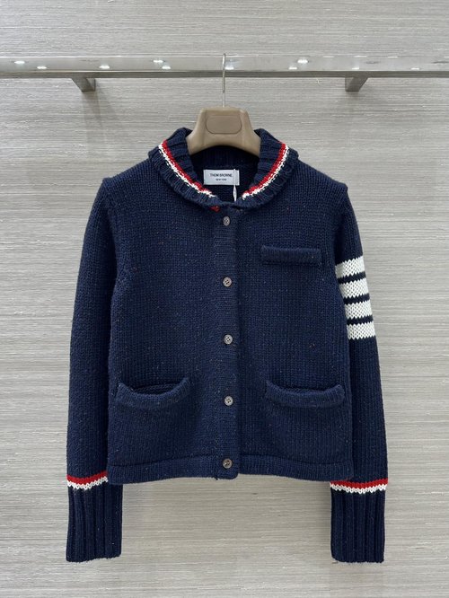 Thom Browne Exclusive High-end Cable-knit Cardigan with Classic Stripes