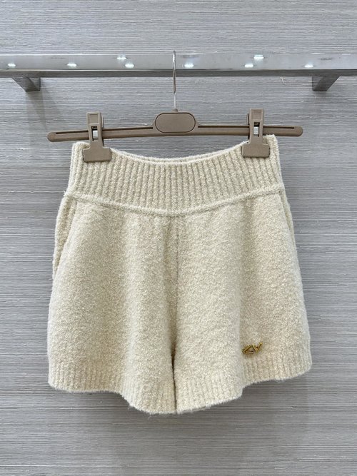 Louis Vuitton Exclusive Lamb Wool Shorts with Metal Emblem