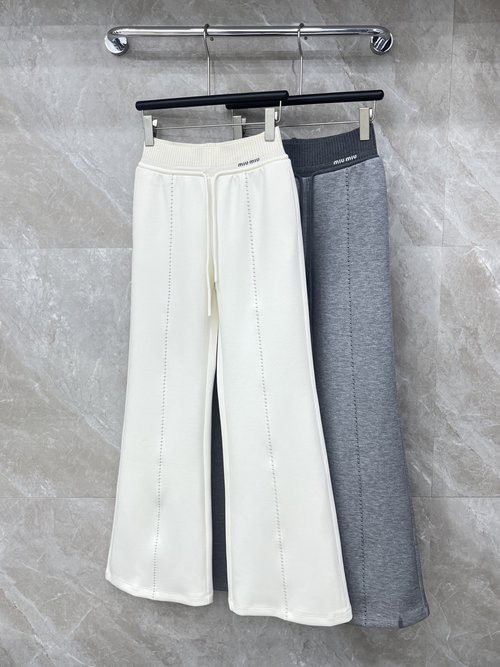 Miu Miu Designer Flared Drawstring Pants with Elegant Style