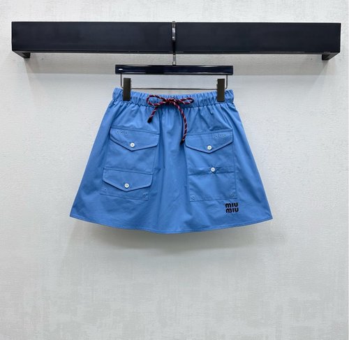 Miu Miu Stylish Imported Cotton Skirt with Embroidered Logo