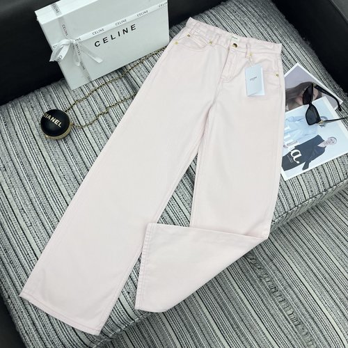 Celine Spring Wide-Leg Denim Trousers