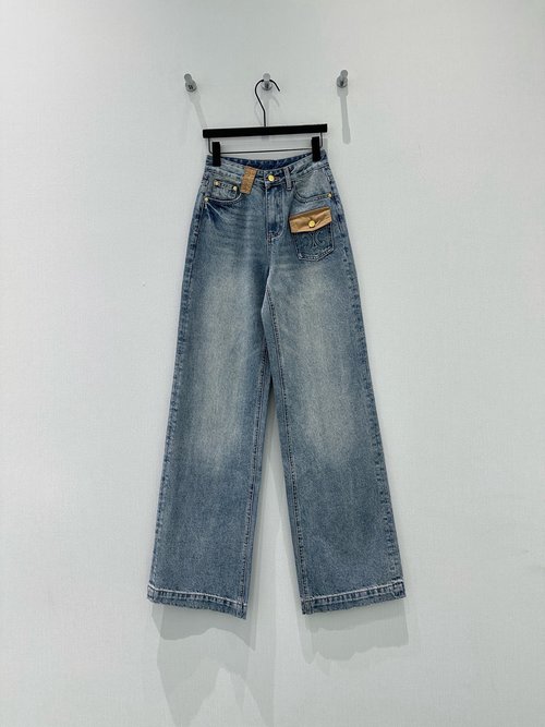 Celine Customized Embroidered Denim Pants with High-End Fabric