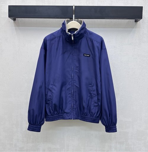 Miu Miu Chic Zippered Jacket Featuring Letter Patch Detail