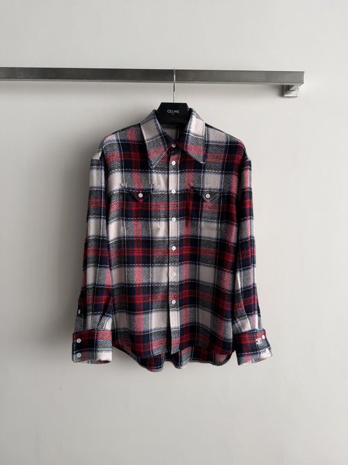 Celine Wool Blend Check Shirt with Clean Lines