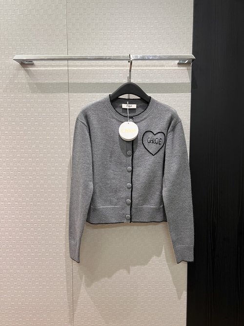Chanel Embroidered Love Logo Knitted Cardigan, Versatile